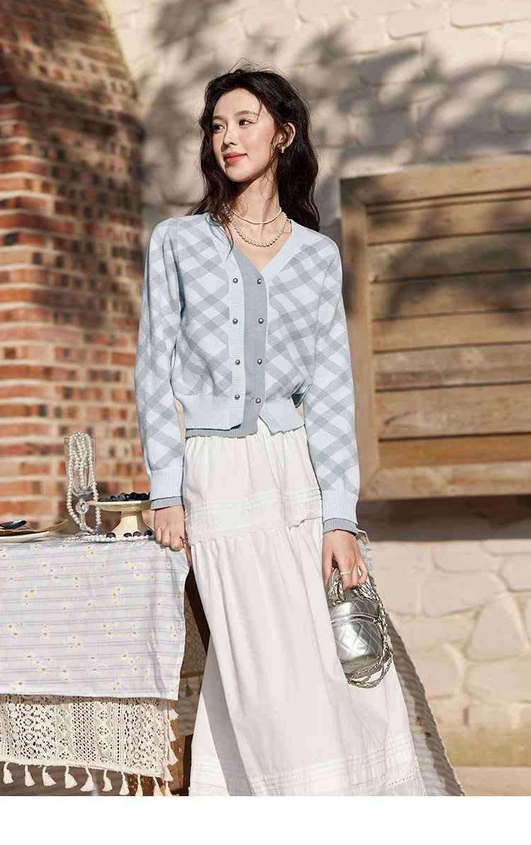 MISHOW French Retro Hollow Lace Skirt for Women Spring 2025 Elegnat 100 Cotton A-line Skirt High Waist Sweet Skirts MXE12B0643