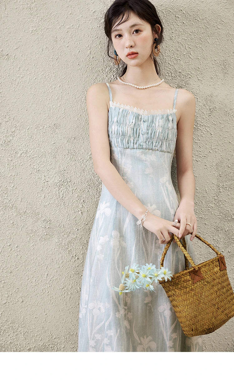 MISHOW Print Spring Summer Suspender Dress Women 2025 Square Collar Sleeveless Korean Dresses Lady New Fashion Slim MXE16L2127