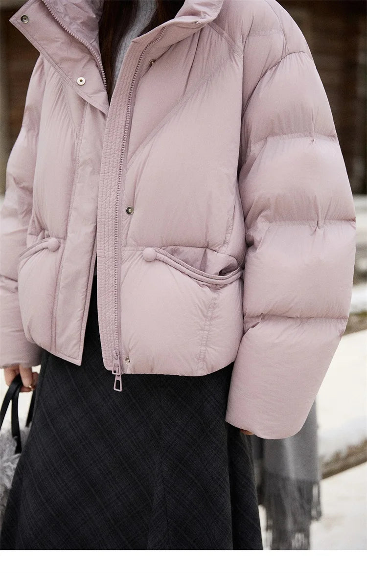 MISHOW Blue Down Coat Women 2025 Winter Fashion Elegant 90% White Duck Down Short Lightweight Puffer Jacket Warm MXE51Y0081