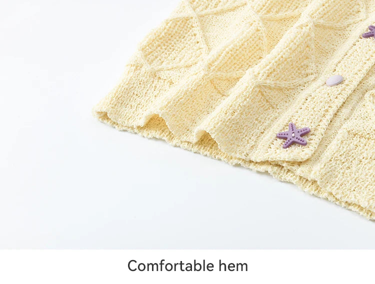 MISHOW Square Pattern Knitted Sweater for Women Spring Summer 2025 V-neck Tops Colorful Starfish Buckle Lazy Cardigan MXE16Z1213