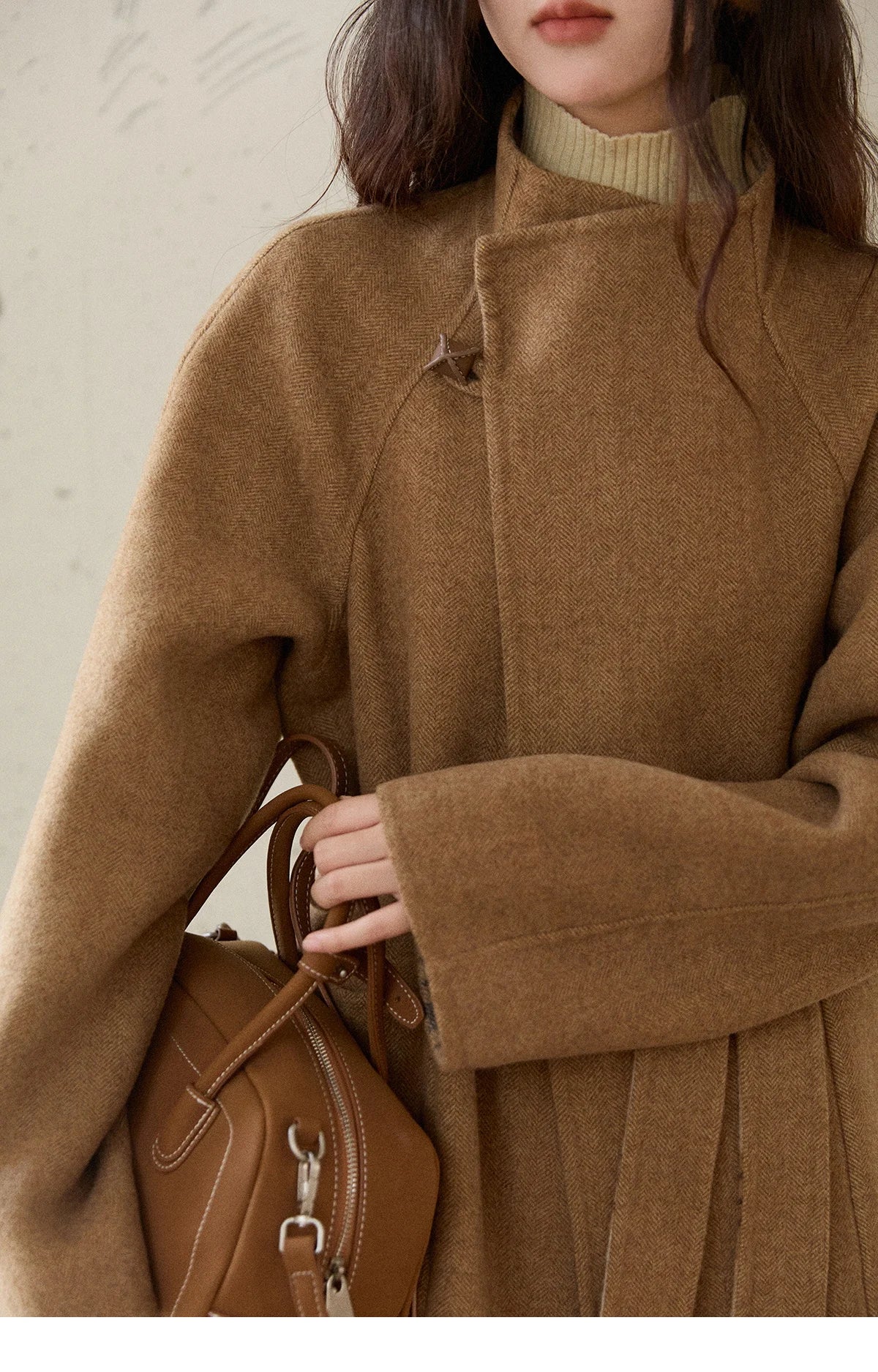 MISHOW Plaid Double-faced Wool Coat Women 2025 Winter Retro Lapel Single Buckle Loose Mid-length Coat Woman Clothes MXE89W0898