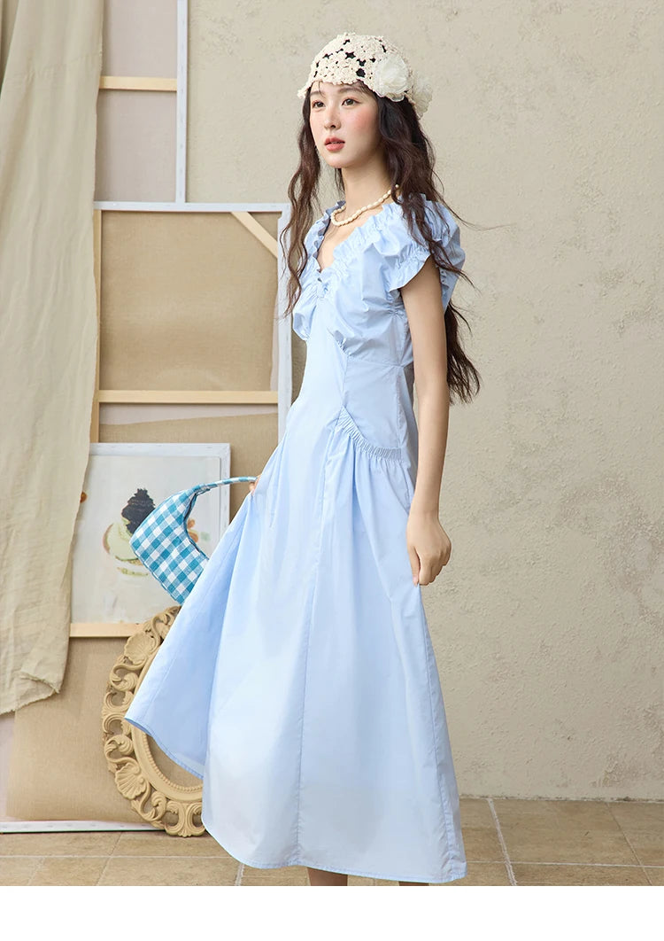 Mishow V-Neck Puff Sleeve Office Midi Dress MXD29L1934