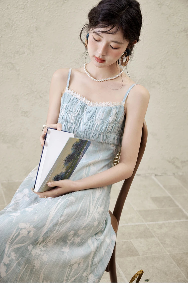 MISHOW Print Spring Summer Suspender Dress Women 2025 Square Collar Sleeveless Korean Dresses Lady New Fashion Slim MXE16L2127