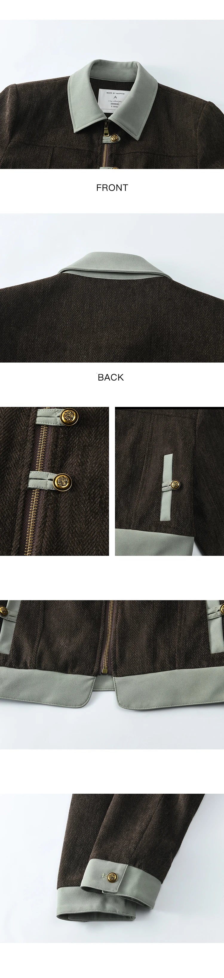 MISHOW Fragrant Jacket Rear Hem Slit Skirt Separately 2024 Winter Lapel Jackets Splicing Contrasting Leather Skirts MXD43W0444