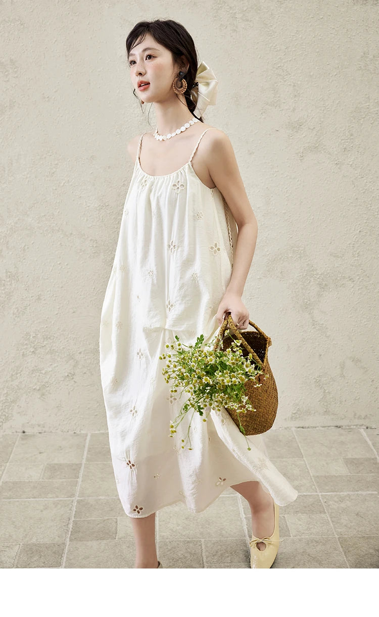 MISHOW Elegant Summer Camisole Dress Women 2025 New Sleeveless Hollow Embroidery Slim Dresses Female Fashion Romantic MXE15L2142