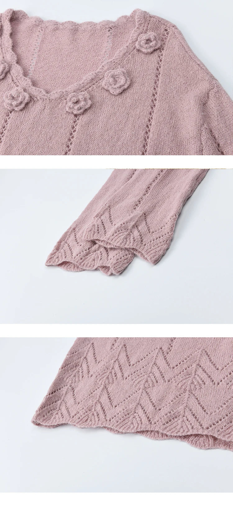 MISHOW Elegant Women's Sweaters 2025 Autumn Purple Hollow Out Wave V-neck Crochet Design Knitted Top Casual Pullovers MXE45Z1391