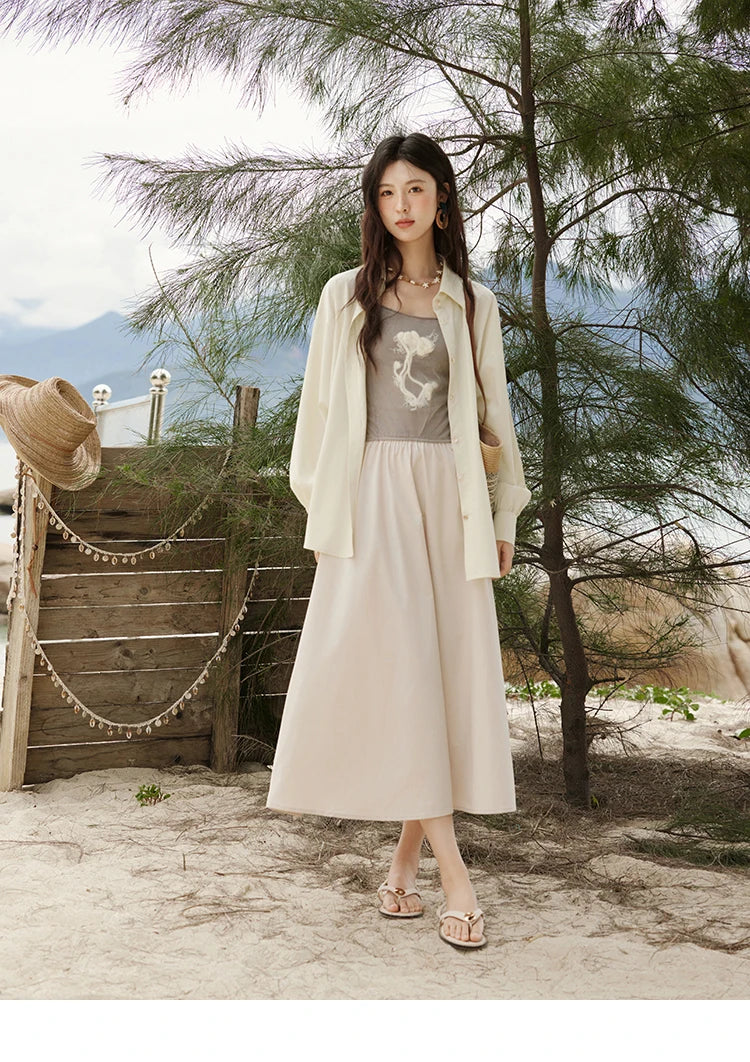 MISHOW Summer New Camisole Long Dresses Women 2025 Sleeveless Color Matching French Knit Dress Lady Fashion A-line MXE13L2082