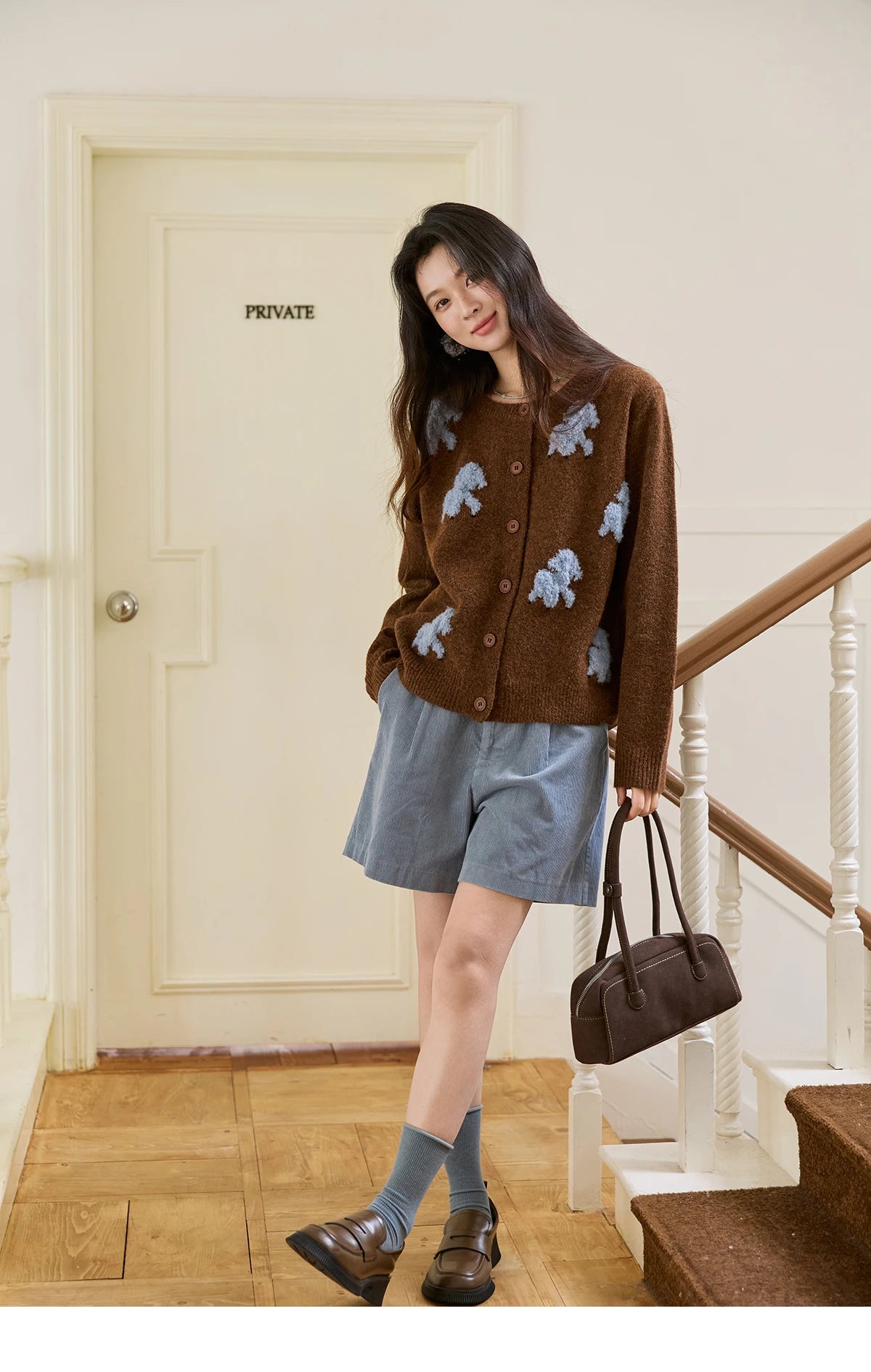 MISHOW Lamb Jacquard Knit Cardigan Women 2025 Autumn New Lambskin Round Neck Single-breasted Commuting Loose Sweater MXE48Z2571