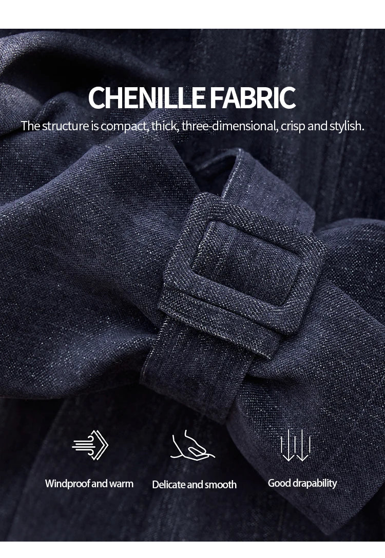 MISHOW Navy Blue Short Jacket for Women 2025 Autumn Winter Safari Style Stand Collar Epaulette Design Cuff Jacket MXE49W0901