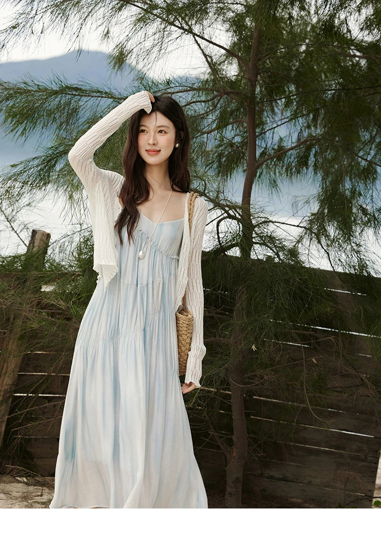 MISHOW Summer Holiday Camisole Dress for Women 2025 New Tie Dye Slim Sleeveless Seaside Long Dresses Female Fashion MXE12L2118