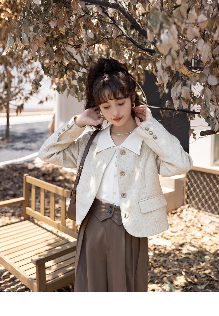 MISHOW Elegant Women's Blouse Autumn Vintage French Lantern Sleeves Turndown Collar Shirt Office Lady Female Clothing MXB32C0508