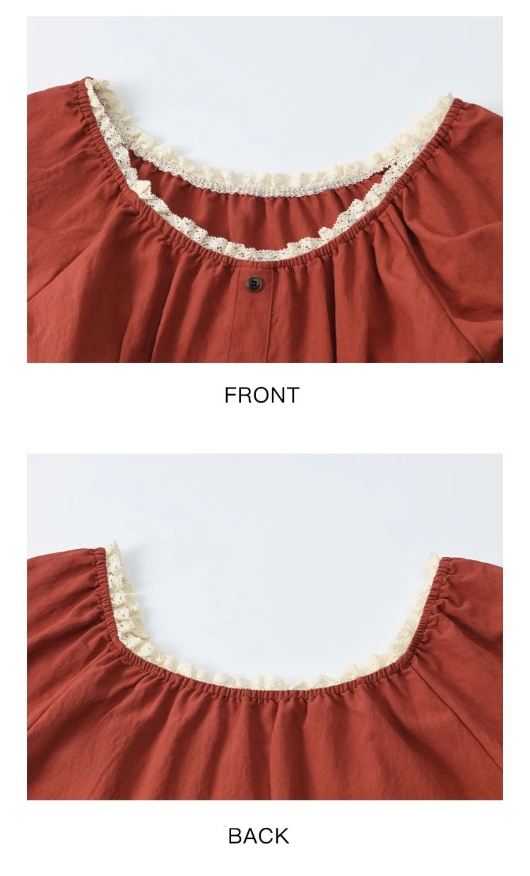 MISHOW French Summer Shirts for Women 2025 Short Puff Sleeve Lace Colla Slimming Blouses Female Sweet Fashion New MXE35X1827