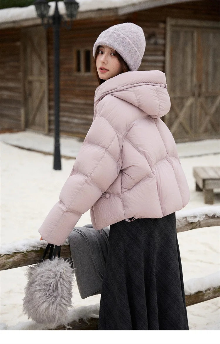 MISHOW Blue Down Coat Women 2025 Winter Fashion Elegant 90% White Duck Down Short Lightweight Puffer Jacket Warm MXE51Y0081