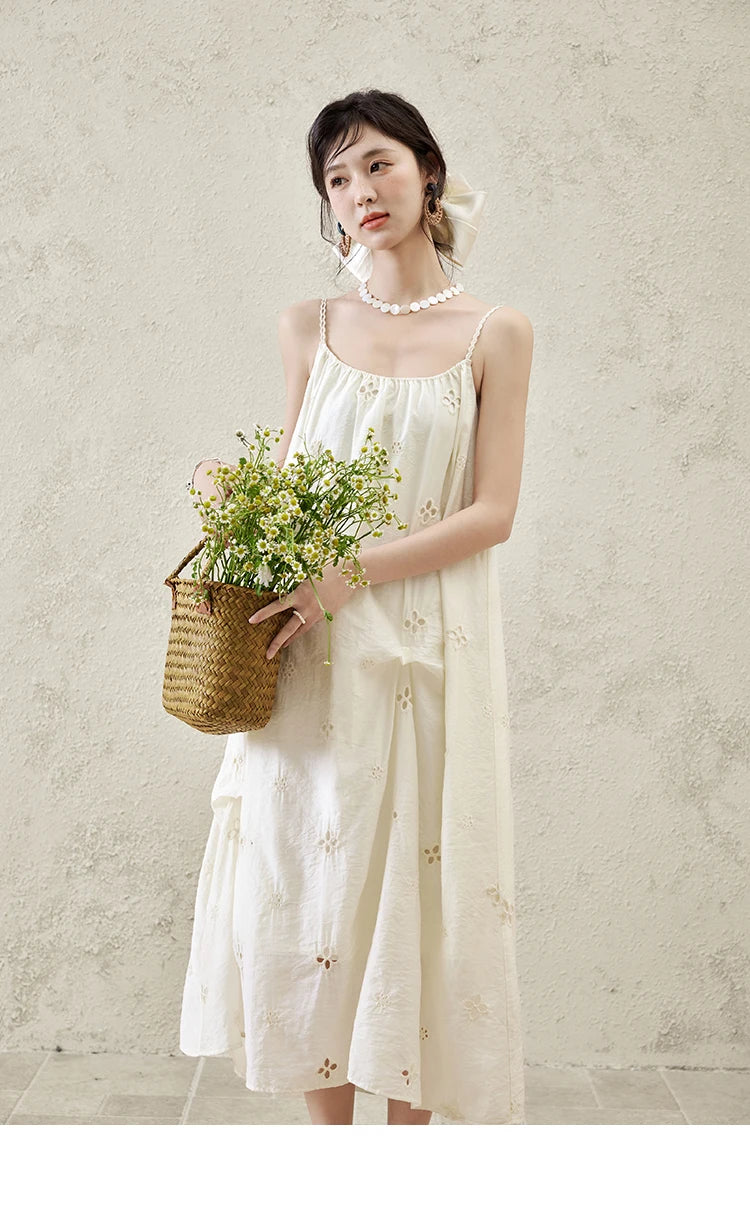 MISHOW Elegant Summer Camisole Dress Women 2025 New Sleeveless Hollow Embroidery Slim Dresses Female Fashion Romantic MXE15L2142