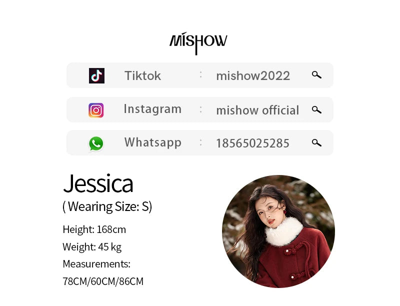 MISHOW Tweed Jacket Midi Skirts Separately Removable Fur Collar Frog Short Coat Cotton Clip A-LINE Pleated Skirt MXD59W0609