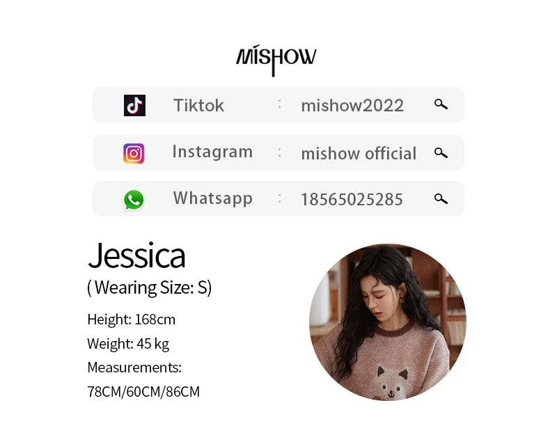 MISHOW Faux Sable Sweater Women 2024 Autumn Winter Sweet Gentle Loose Basic Soft Cartoon O-Neck Long Sleeve Pullovers MXD45Z0860