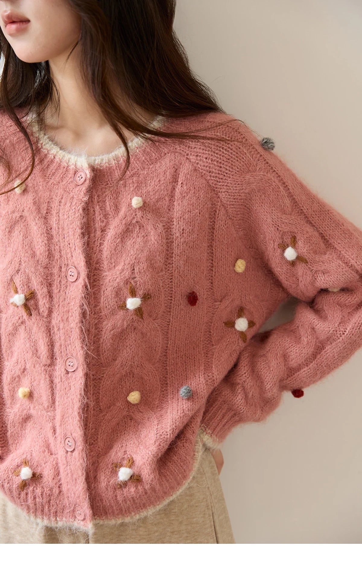 MISHOW Hand-crocheted Knitted Cardigan for Women 2025 Autumn Luxury Long Sleeves Wool Blended Loose Casual Tops MXE48Z2575