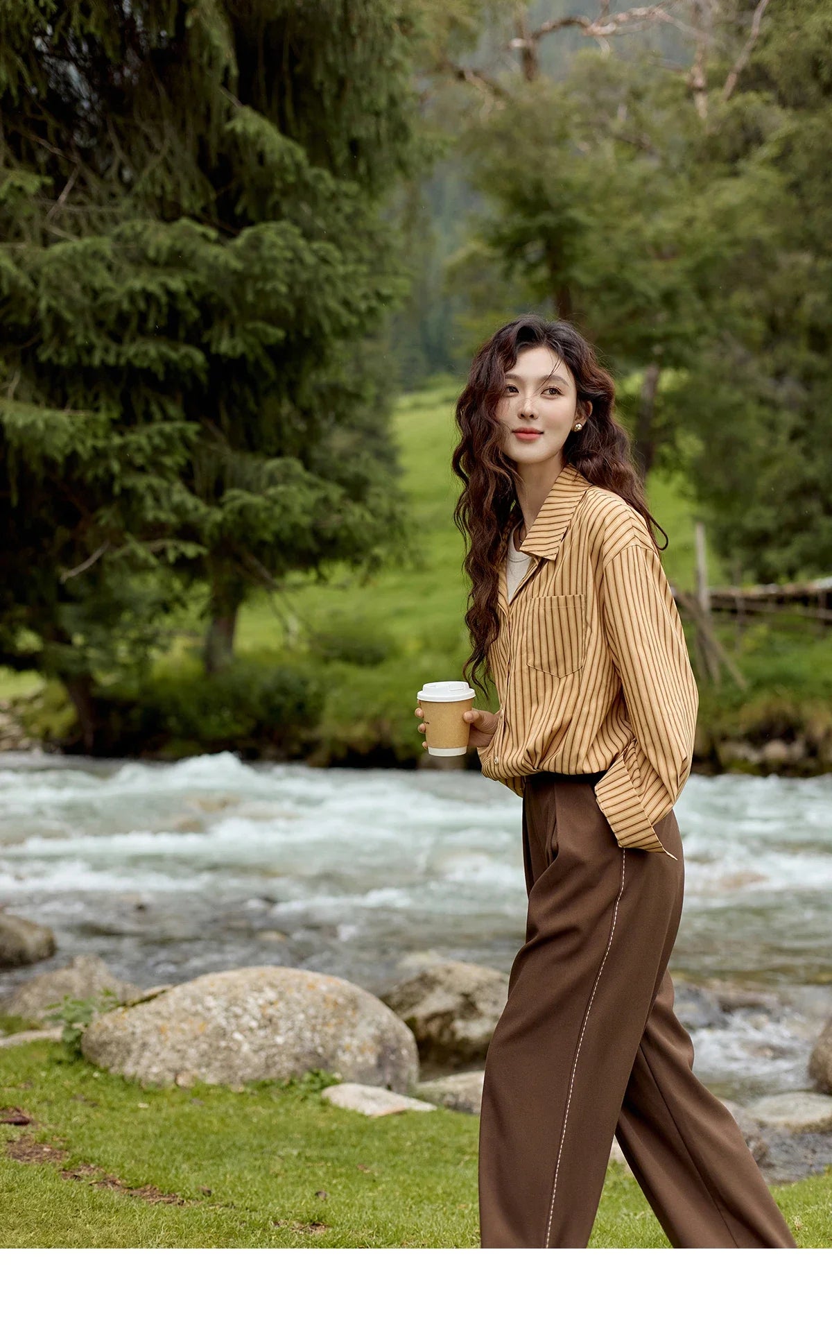 MISHOW Loose Lapel Collar Stripe Fake Two Piece Splicing Shirt for Women 2025 O-neck Asymmetric Square Pocket Shirts MXD43C0303