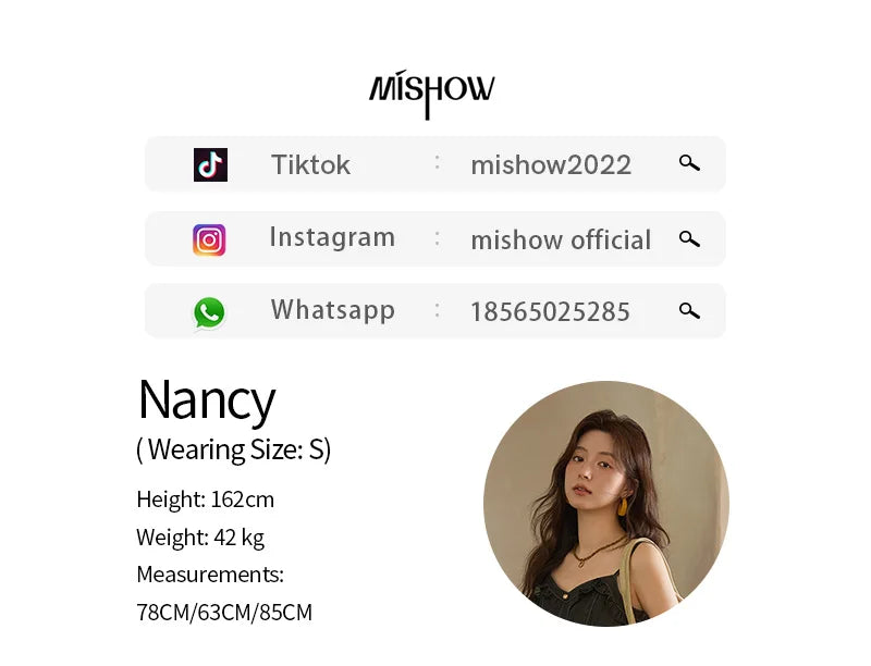 MISHOW Women's Two-Piece Set 2025 Lantern Sleeves Knitted Cardigan Imitation Denim Strap Dress Set With Belt Included MXE41T0704