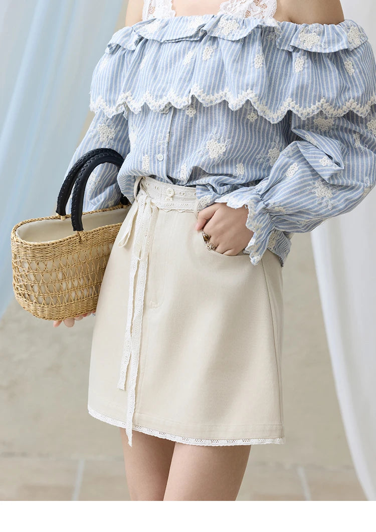 MISHOW Office Lady Summer Skirts Women New 2025 Solid Lace Belt High Waist A-line Hip Skirt Woman Fashion Slimming MXE32B0711