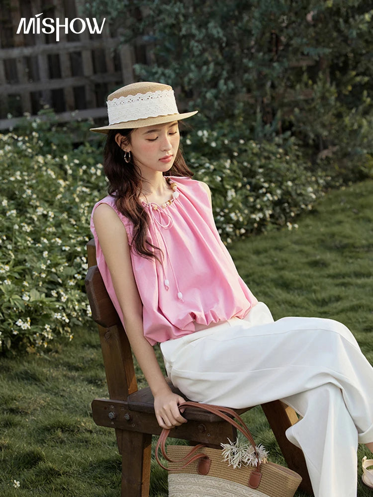 MISHOW Office Lady Summer Women 2025 New Solid High Waist Long Wide Leg All-match Pants Woman Fashion Loose Trousers MXE32K0913