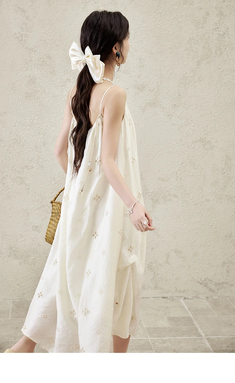 MISHOW Elegant Summer Camisole Dress Women 2025 New Sleeveless Hollow Embroidery Slim Dresses Female Fashion Romantic MXE15L2142