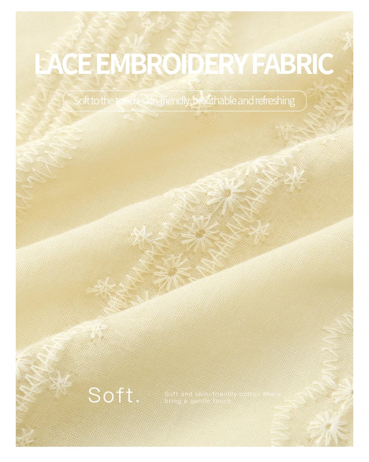 MISHOW Women's Embroidery Jacquard Blouse 2025 Summer New Fashion O-Neck Lace Up Short Sleeve Blouse Female Clothing MXE37X1861