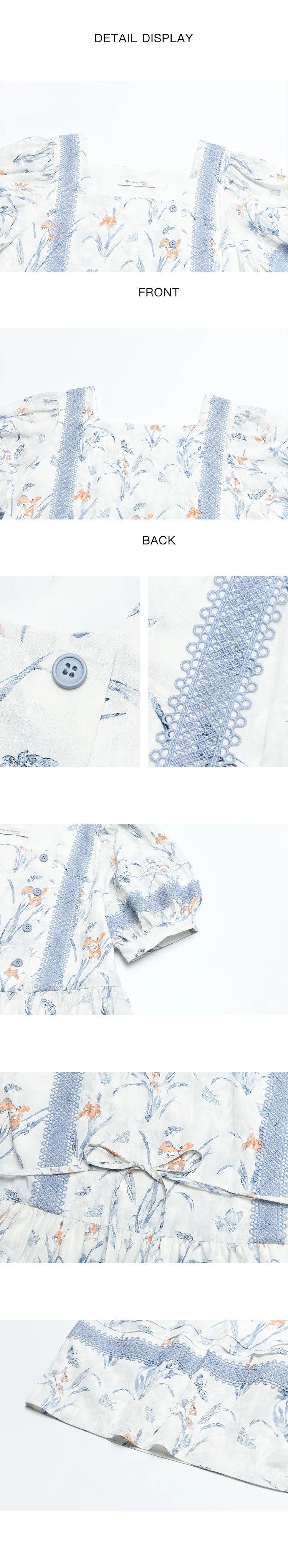 MISHOW Ink Wash Printed Fabric Dress for Women 2025 Summer French Oil Painting Square Neck Splicing Lace Doll Dresses MXD29L1932