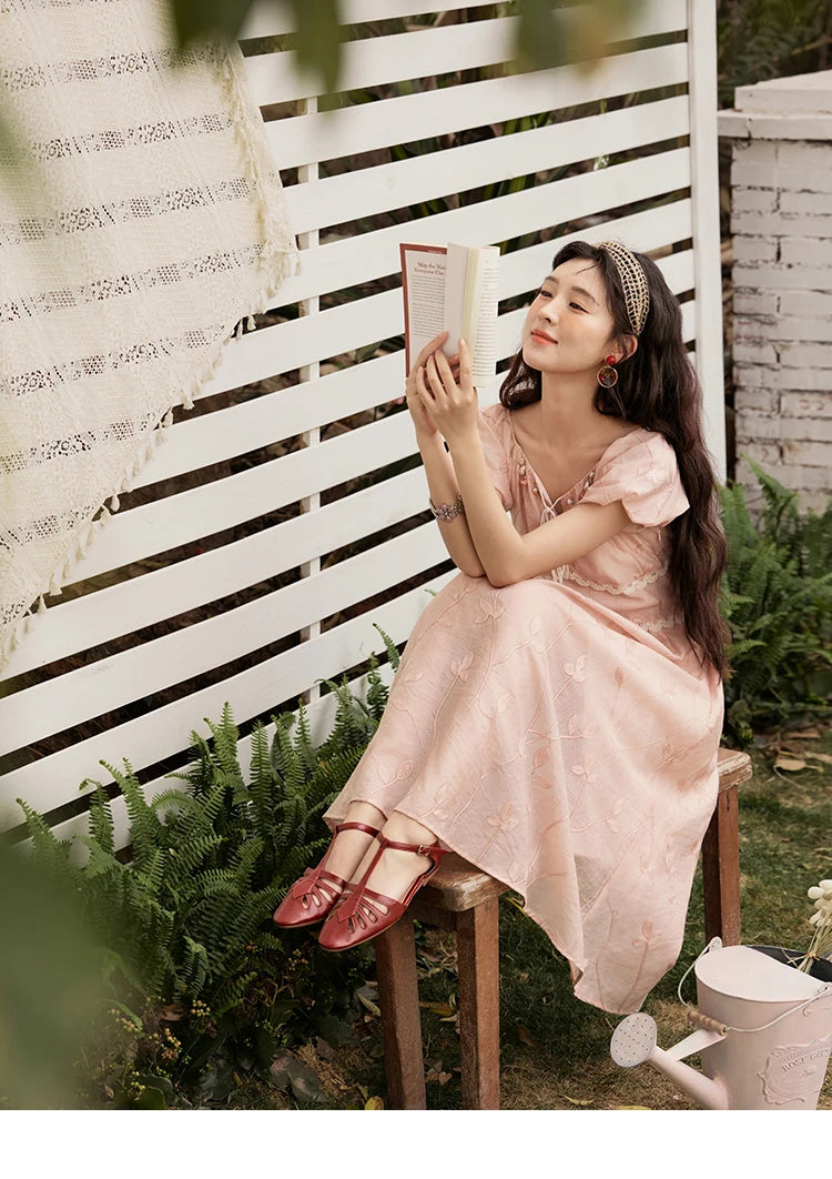 MISHOW Print Office Lady Dress Women Summer 2025 Short Sleeve Round Neck Beaded Neckline Slim Waist Dresses Female MXE33L2208