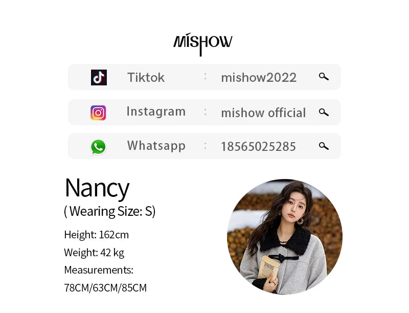 MISHOW High Waist Vintage Wave Point Split Skirts Straight Thickened Warm Zipper Design A-LINE Midi Skirts Versatile MXD58B0630