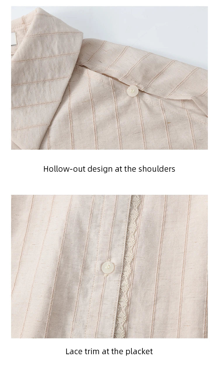 MISHOW Office Lady Summer Blouses Women 2025 New Striped Long Sleeve Turn-down Collar Shirt Female Fashion Loose Tops MXE33C0772