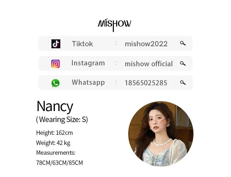 MISHOW Women's Fashion V-neck Lace Up French Dress 2025 Summer Puff Sleeve Embroidery Flower Dress Female Clothing MXE38L2379