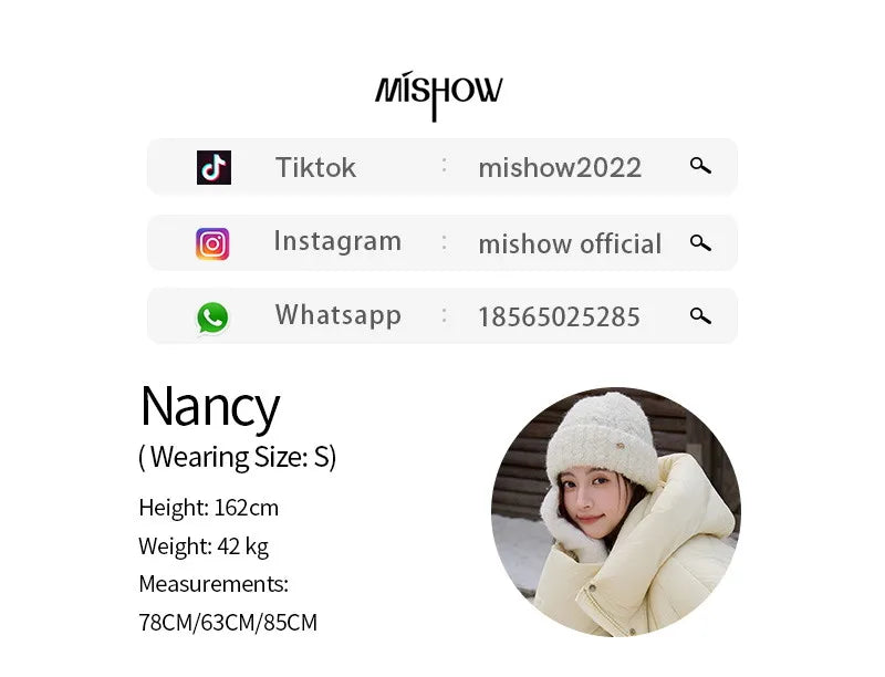 MISHOW Soft 90 Velvet Hooded Down Jacket for Women 2025 Winter Milk Yellow Bread Jacket Loose Jacket Warm Velvet Coat MXE92Y0090