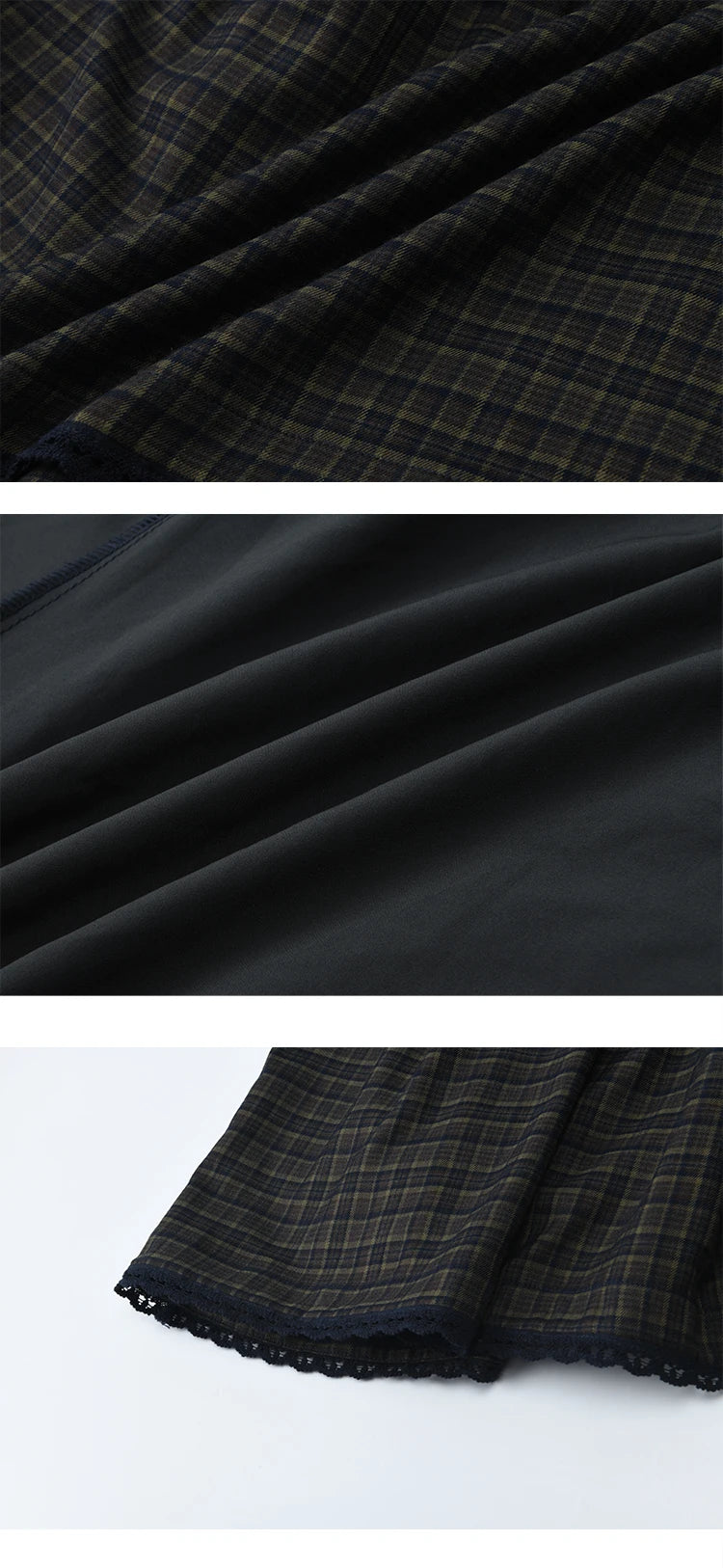 MISHOW Green Plaid Short Skirt Autumn Handmade Flower Tie Brushed Fabric Skirt Elastic Waist Hem Splic Lace Skirts MXE44B2407