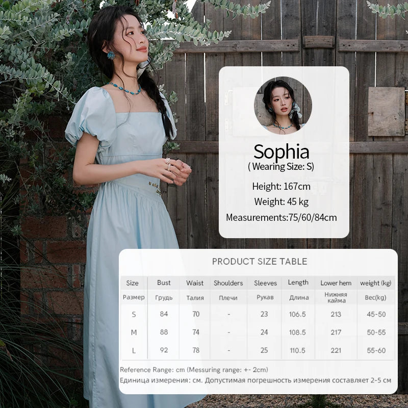 MISHOW Women's Square Neck Short Sleeve Dress 2025 Summer New Fashion Puff Sleeve Double Belt Dresses Ladies Clothing MXE34L2222