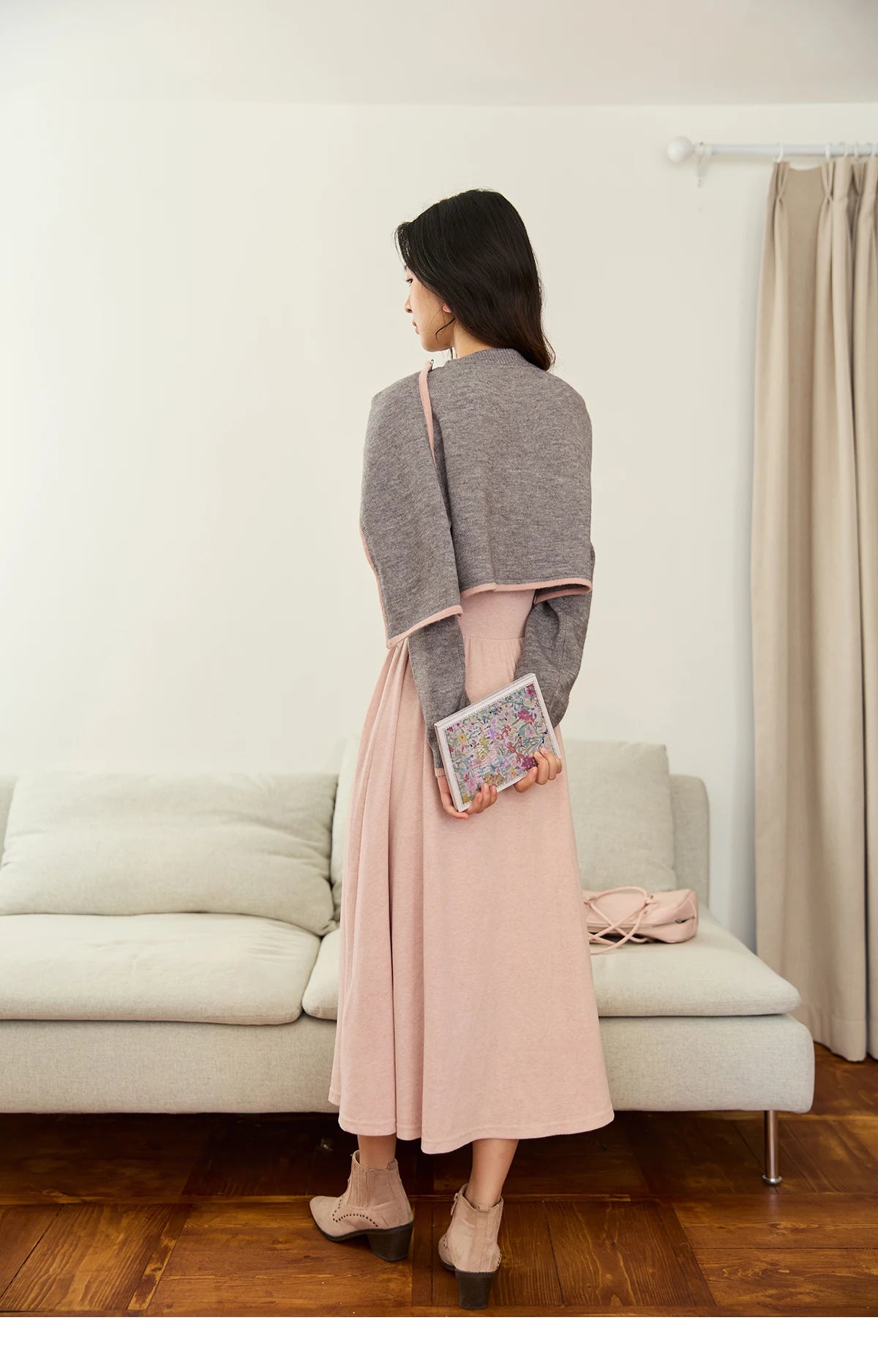 MISHOW Women's Knitted Suit 2025 Autumn Sweet Style Irregular Round Neck Top Pink Suspender Dress Slim Two-piece SuitMXE49T1397