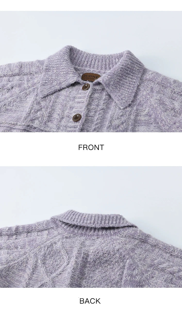 MISHOW Knitted Cardigan Women 2025 Autumn Winter Simple Turn-down Collar Loose Comfortable Single-breasted Sweater MXE48Z2611