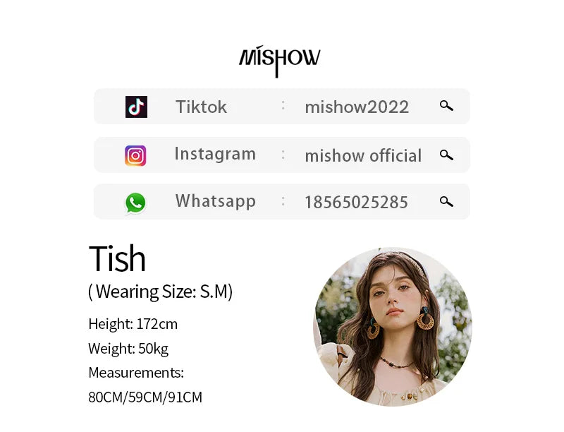 MISHOW Print Office Lady Dress Women Summer 2025 Short Sleeve Round Neck Beaded Neckline Slim Waist Dresses Female MXE33L2208