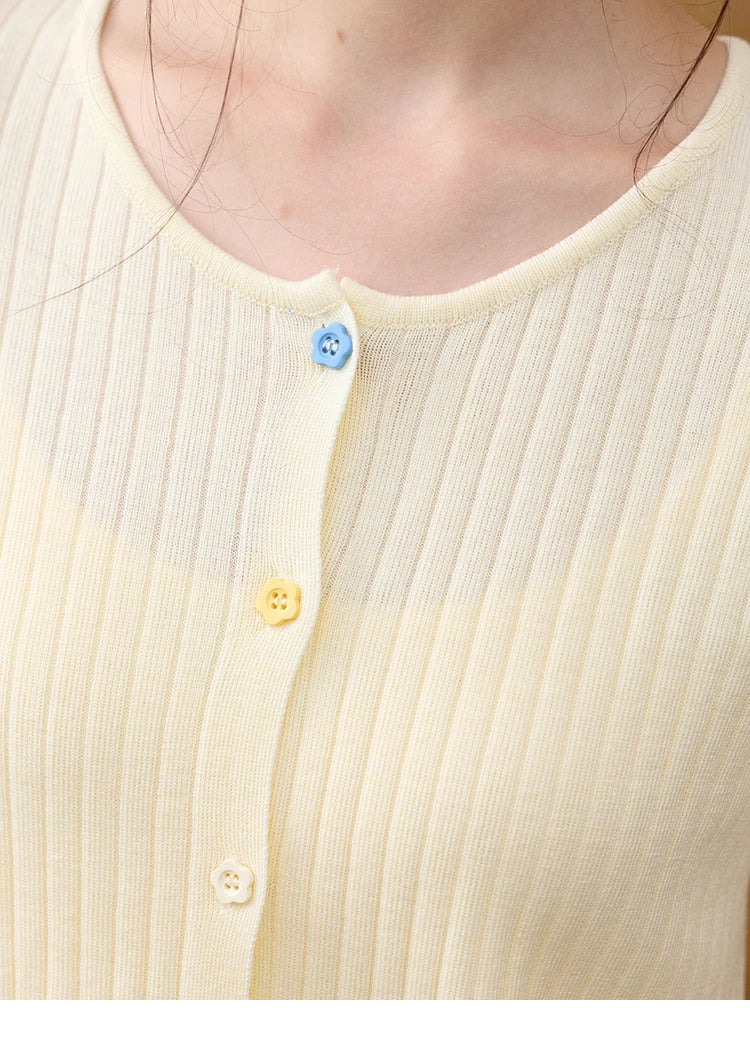 MISHOW Casual Summer Cardigan Women 2025 Short Sleeve Round Neck Solid Thin Knitted Pullovers Female Slimming Tops MXE34Z1268