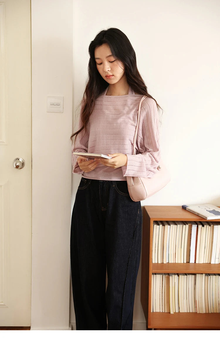 MISHOW Striped Short Hanging Neck Top Two-piece Set 2025 Autumn Wool Blend Knitted Sweater Casual Fashion Top Sets MXE46T1399