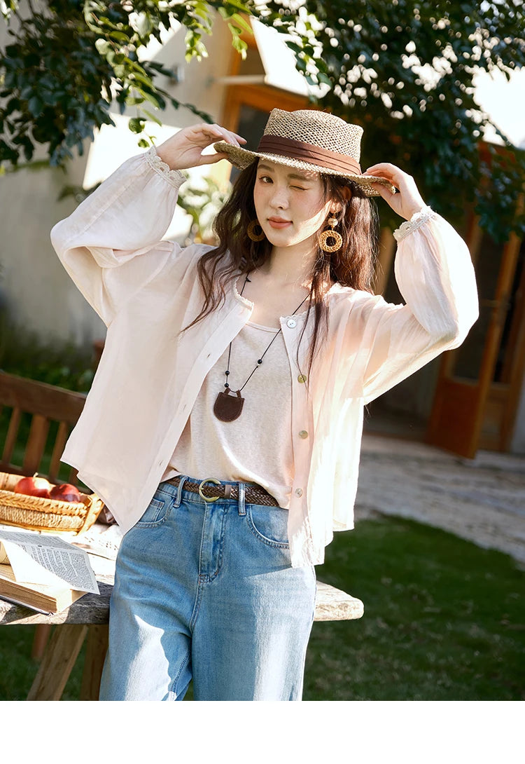 MISHOW Thin Shirt Set for Women 2025 Summer New Ladies Casual Tank Top Sunshade Button Shirt Stacked Two Piece Set MXE39T0689