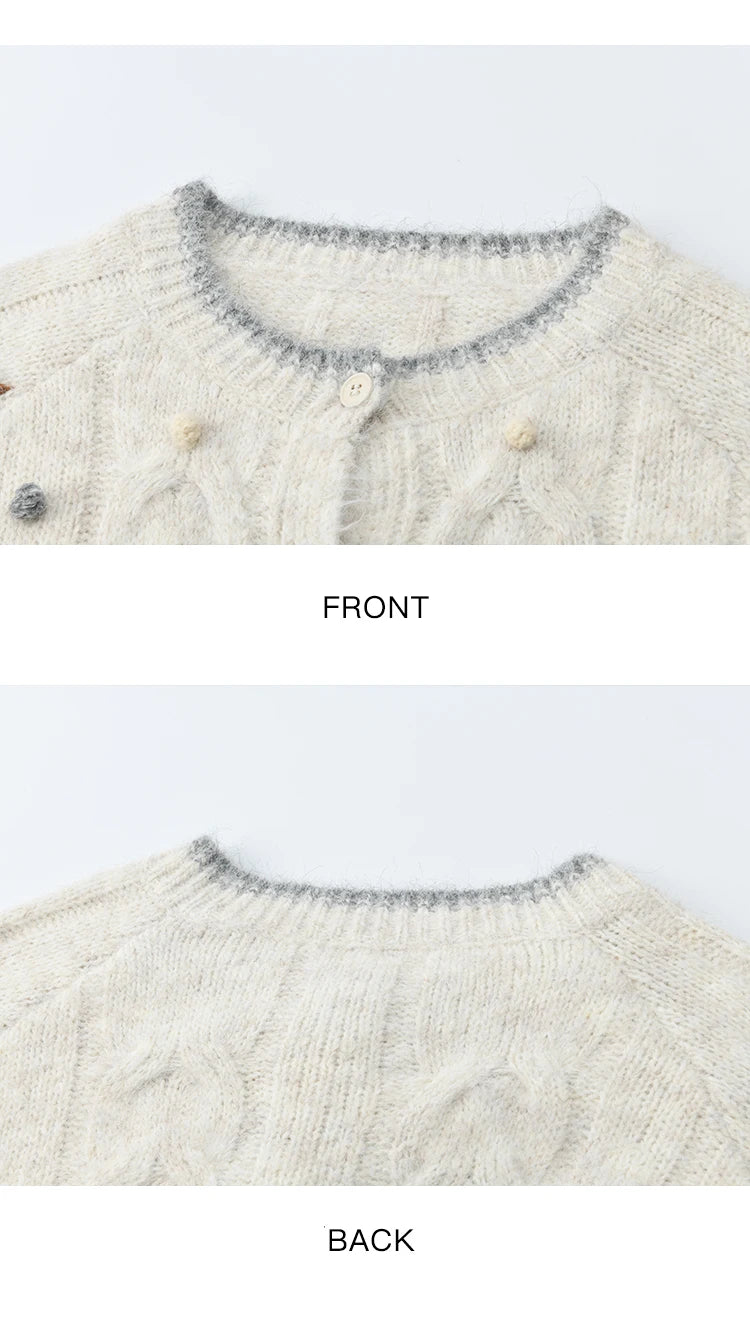 MISHOW Hand-crocheted Knitted Cardigan for Women 2025 Autumn Luxury Long Sleeves Wool Blended Loose Casual Tops MXE48Z2575