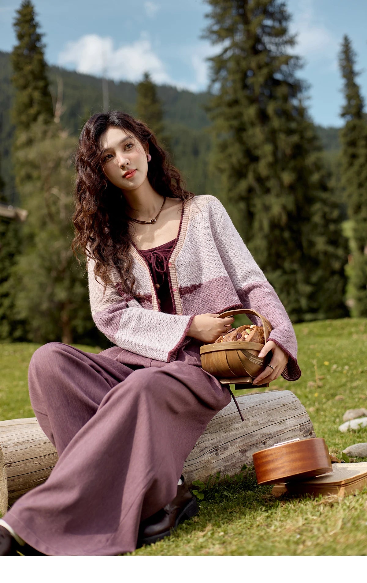 MISHOW Core Spun Purple Suspender Bow Tied Beading Top Solid Sleeveless Wavy Hem Tanks Adjustable Shoulder Strap Tops MXD42D0041