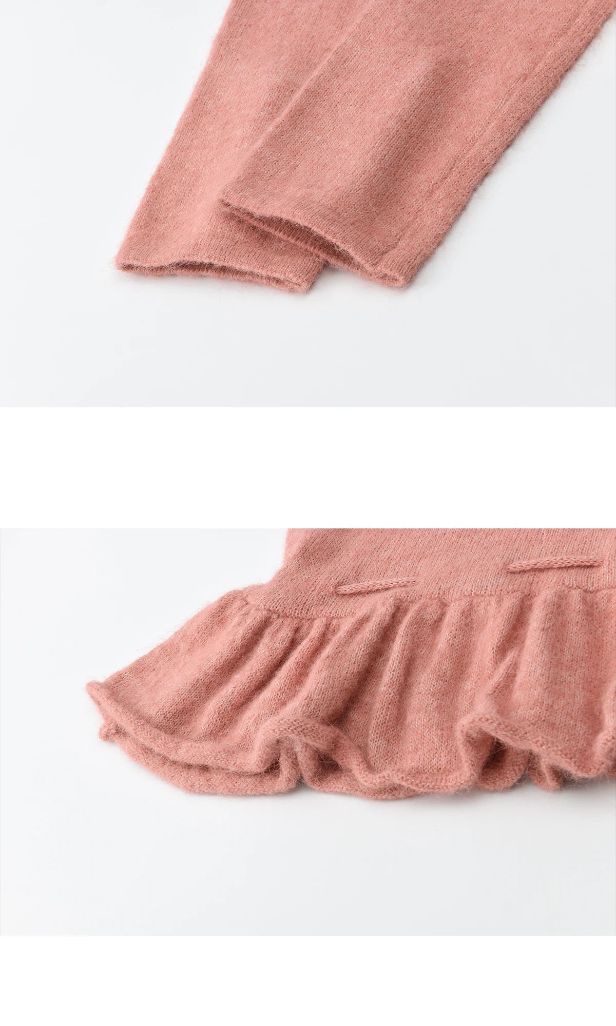 MISHOW Women's Pink Sweater 2025 Winter French Style Round Neck Knit Top Ruffled Hem with Drawstring Belt Pullover MXE90Z2824