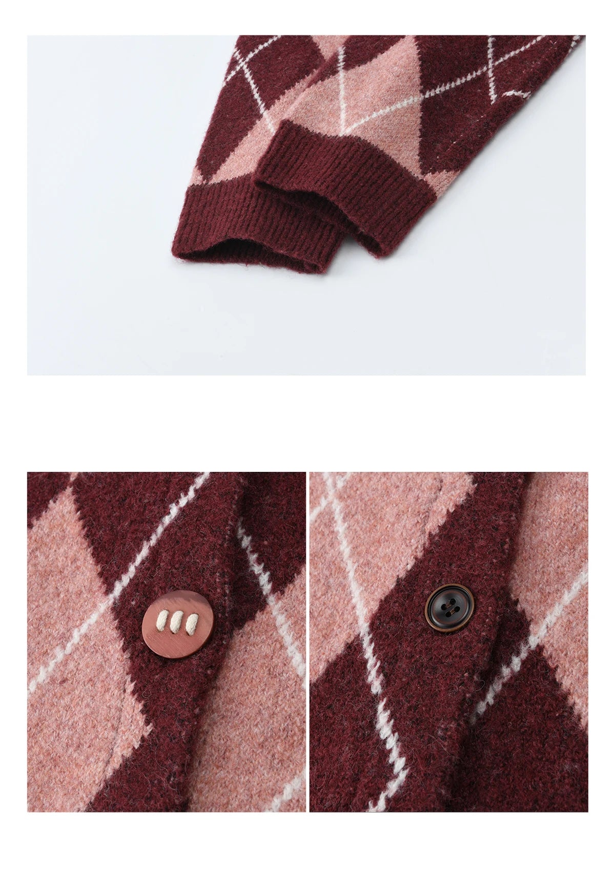 MISHOW Christmas Retro Diamond Grid Sweater Cardigan for Women 2025 Winter O-neck Contrasting Thick Knitted Sweaters MXE91Z2773