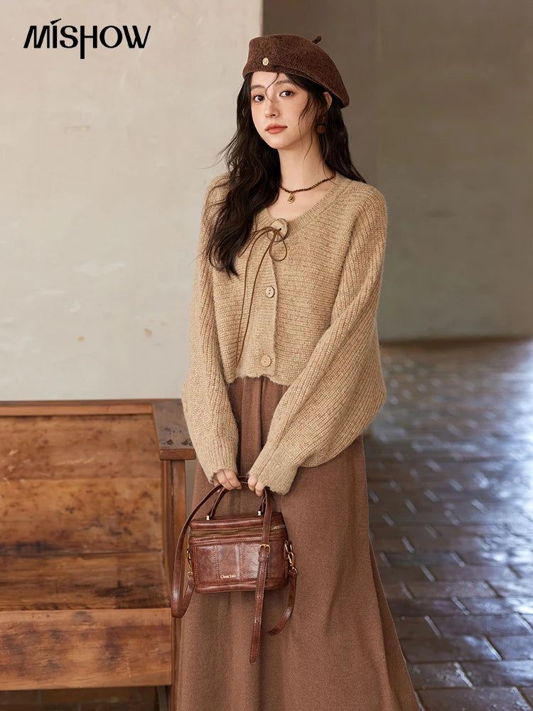 Mishow Vintage Knitted Cardigan & Strap Dress Set MXD36L2059