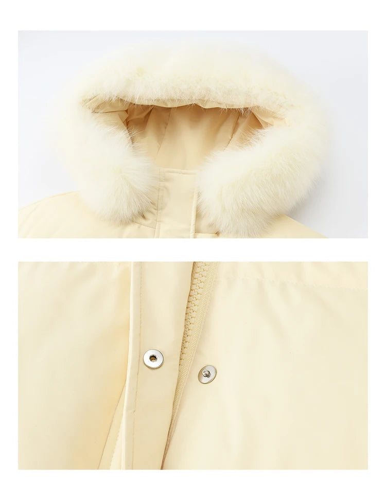 MISHOW Short Lightweight Puffer for Women 2025 Fashion Loose Long-sleeved Down Jacket Detachable Fur Collar Warm Coat MXE87Y0084