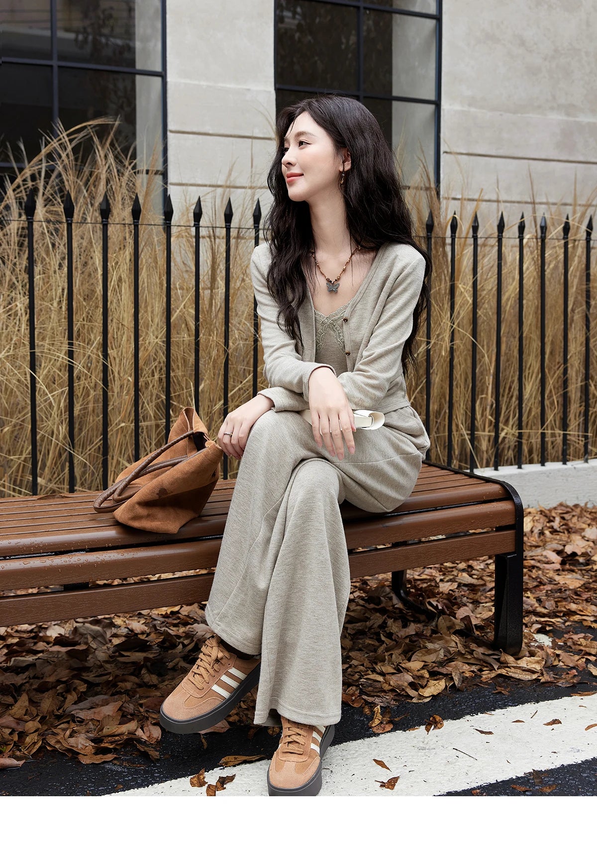 MISHOW French Women Lace Splicing Camisole Cardigan Straight Pants Separately Solid Top Elastic Waisted Pants MXD47T0405