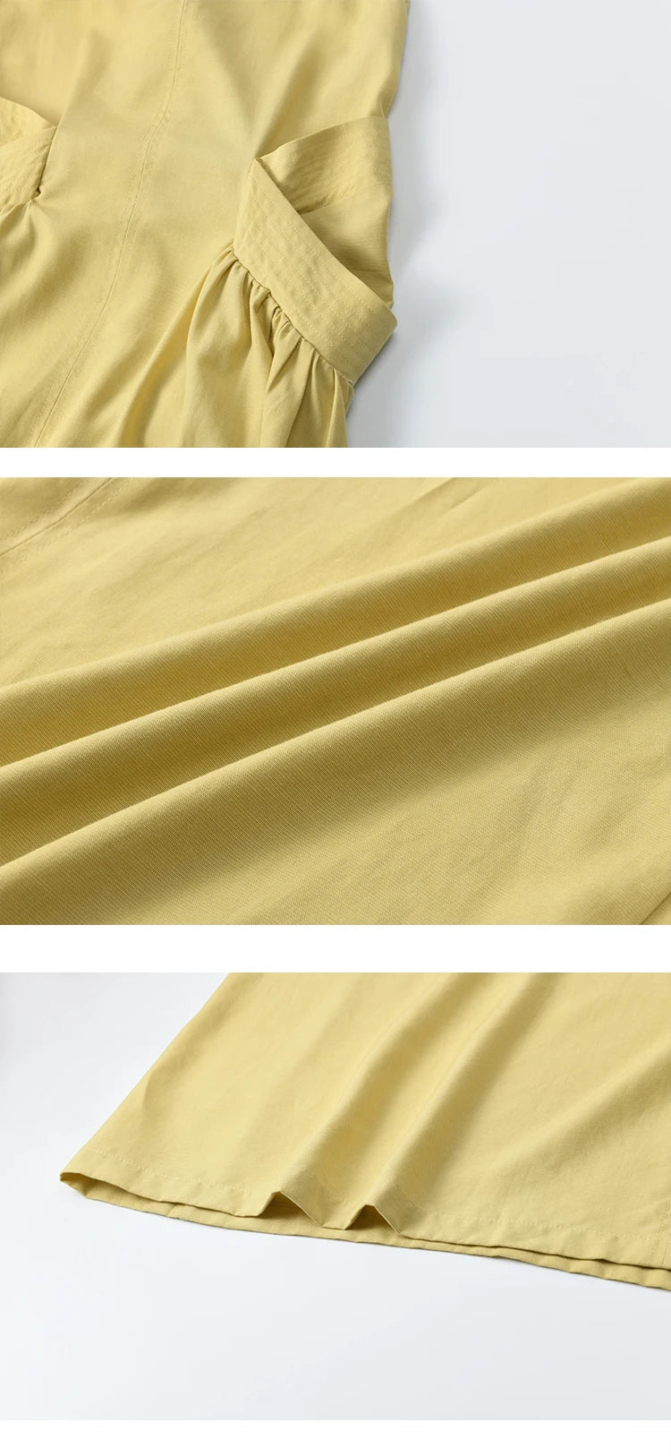 MISHOW Women's Cargo Large Pocket Strap Dress 2025 Summer Lemon-yellow Sleeveless Dress Retro Square Neck Loose Dress MXE35L2302