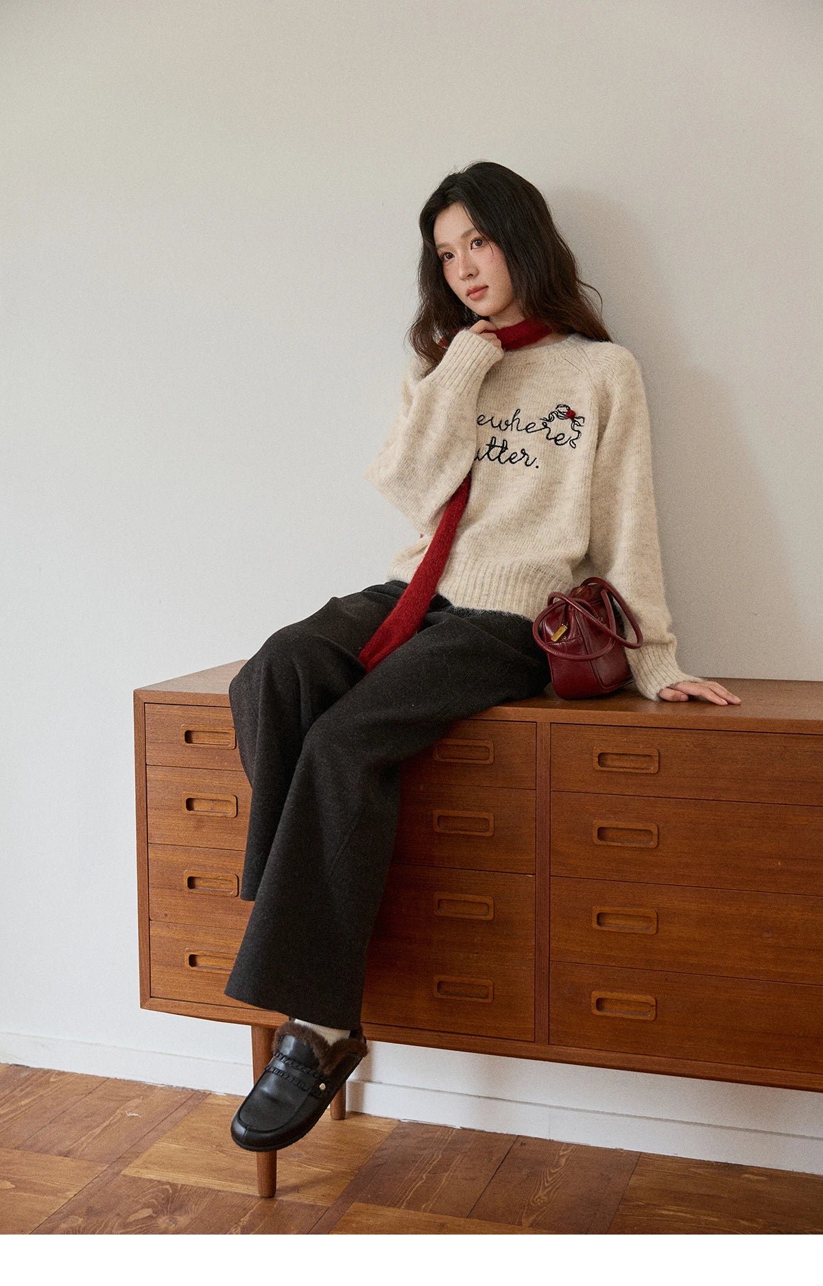 MISHOW Wide-leg Pants for Women 2025 Autumn Winter High Waist Straight Lace-up Loose Pants Retro Casual Slim Pants MXE89K1100